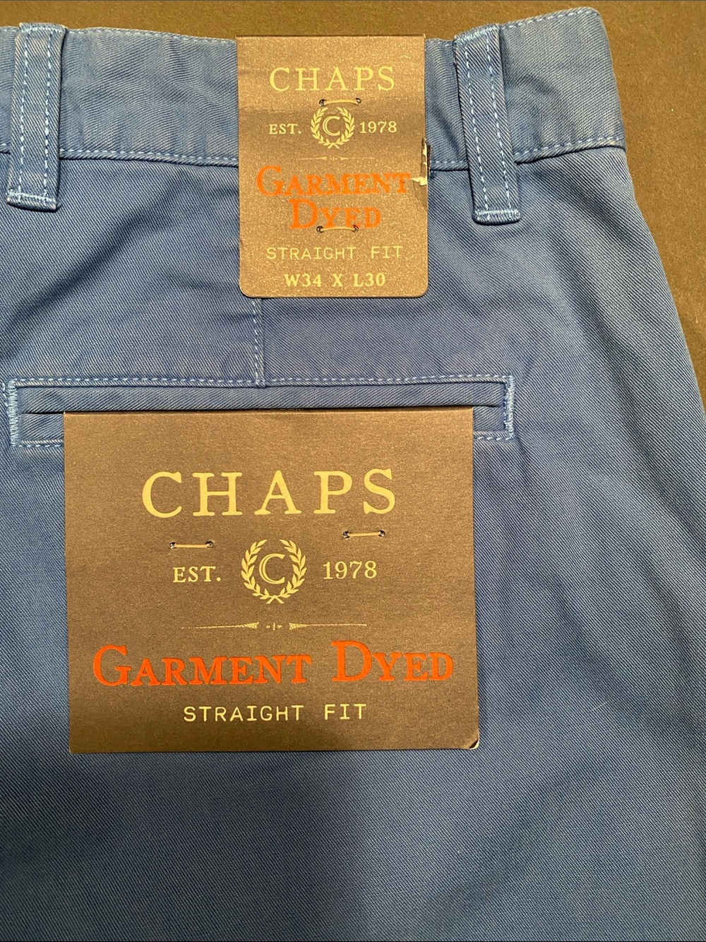 Chaps Men's Straight Fit Chinos — Slate Blue - Picture 2 of 5